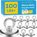 Magnetic Hooks, 100 LB45KG Heavy Duty Magnetic Hooks with Countersunk Hole Eyebolt, Perfect for Home, Kitchen, Workplace, Office and Garage, Pack of 10 Brand