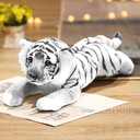 White Tiger Stuffed Animal 16" Giant Stuffed Tiger Plush Jungle Soft Plush Snow Tiger Stuffy Cute Plushie Toys Realistic Decor Birthday for Kids Boys