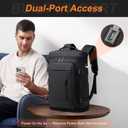 FENRUIEN Travel Backpack with Shoe Compartment, Water Resistant Backpack Carry On Luggage with USB Charging Port, Black