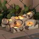 Faux Birch Wood Resin Logs Candle Holder for Fireplace | Romantic Ambiance Without Heat or Mess | Holds 8 Tea Lights| Realistic Sculpted Logs | 15" L x 9" W x 5" H