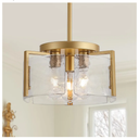 MIAYBPH Glass Drum Chandelier for Dining Room, 3Light Gold Modern Chandelier Farmhouse Lights Kitchen Lighting Fixtures Over Table for Foyer Entryway Hallway Laundry Room Bedroom Bathroom