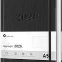 2026 Planner, Weekly and Monthly Planners, Faux Leather Daily Calendar 2026 Planner, 12 Month Agenda from Jan. to Dec., Hardcover Habit Tracker Journal 5.75" x 8.4"(Black)