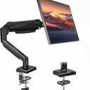 BONTEC Monitor Arm Desk Mount, Gas Spring Monitor Stand, Adjustable Full Motion VESA with C Clamp & Grommet Base, Supports 6.6-19.8lbs LCD/LED Tilt, Swivel, Rotation (Single Arm, 15-32 Inch)