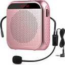 Portable Voice Amplifier with Wired Microphone Headset Rechargeable PA System Speaker Personal Microphone Speech Amplifier Power Amplifiers Loudspeaker for Teachers/Metting/Tour Guide (Rose Gold)