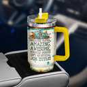 Chaos Coordinator Leopard Sunflower, Tumbler 40 Oz With Handle Lid And Straw, Chaos Coordinator Gifts, Handle Tumblers Flower Butterfly Yellow Coffee Women For Floral Black