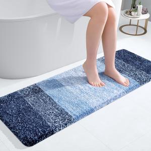 OLANLY Bathroom Runner Rugs 47x17, Extra Soft Absorbent Microfiber Bath Rugs, Rubber Backing, Quick Dry, Machine Washable Bath Mats for Bathroom Floor, Tub and Shower, Home Decor Accessories, Navy OLANLY Bathroom Runner Rugs 47x17, Extra Soft Absorbent Microfiber Bath Rugs, Rubber Backing, Quick Dry, Machine Washable Bath Mats for Bathroom Floor, Tub and Shower, Home Decor Accessories, Navy
