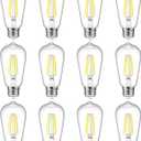 Ascher 12 Pack Vintage LED Edison Light Bulb 60W Equivalent, Decorative Antique Filament Light Bulbs with 80+ CRI, Cool White 4000K, 700 Lumens, E26 Base, Non-Dimmable