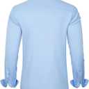 Shtexus Men's Long Sleeve Dress Shirt Button Down Wrinkle Free (Blue, L)