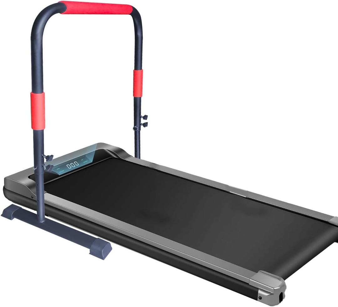 Adjustable Handle Bar for Walking Pad Only - Max Height 43", Compatible with 23" Walking Pad, Heavy-Duty Steel Frame w/Non-Slip Base (Red Black)