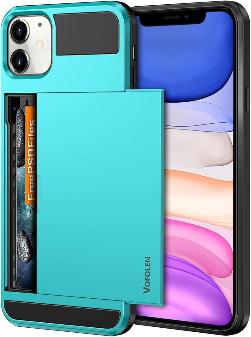 Vofolen for iPhone 11 Case Wallet with Card Holder [Max 3 Cards] Sky Blue
