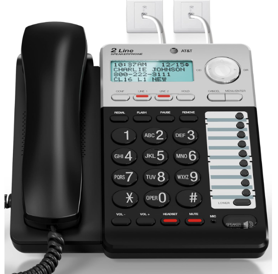 AT&T ML17929 2-Line Corded Telephone, Black