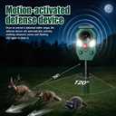 Solar Powered Ultrasonic Animal Repeller with Motion & LED Strobe Lights, Cat Deterrent Outdoor for Squirrels, Deer, Rabbits, Skunks & Dogs, Protects Garden, Yard, Lawn, Farm & Crops - 4Pack
