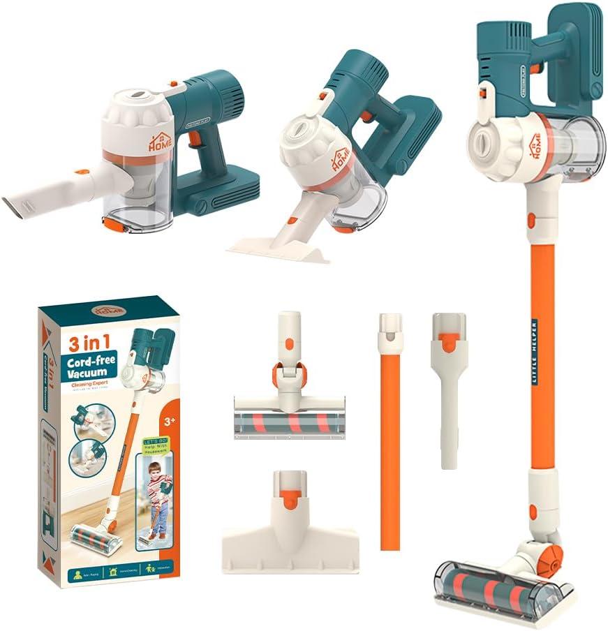 Kids Cleaning Toy Set 3-in-1 Kid Vacuum That Really Works, Toddler Toys Vacuums Cleaning Set for Children Aged 3+, Fun Kids Working Toy Vacuum Cleaner with Working Suction for Realistic Play