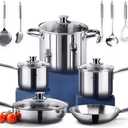 HOMICHEF 14-Piece Nickel Free Stainless Steel Cookware Set - Nickel Free Pots and Pans Set - Non-Toxic, Healthy Induction Cookware