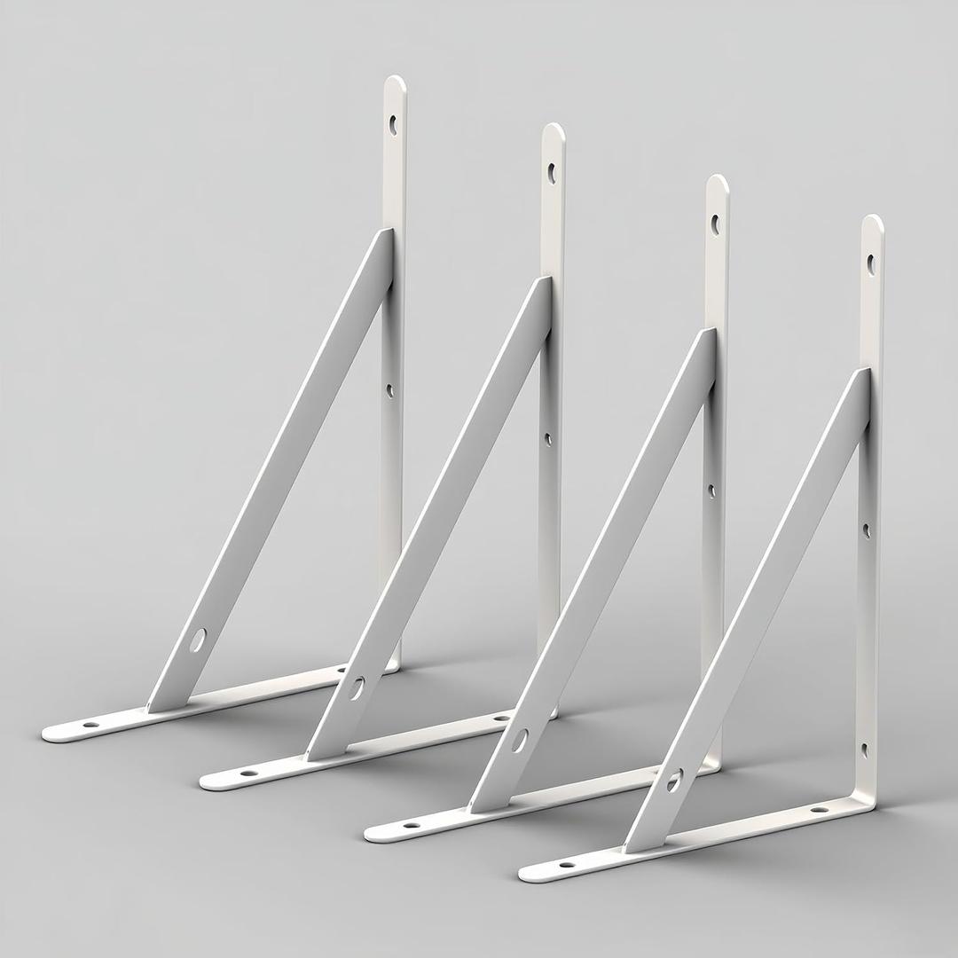 10 Inch Shelf Brackets, Set of 4, Steel (White, 10inch 4 Pack)