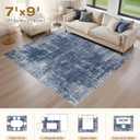 kakania Abstract 7x9 Area Rugs for Living Room: Washable Rugs Dark Blue | Soft, Non-Slip, Low-Pile, Pet & Kid Friendly - Modern Home Decor Carpet for Bedroom/Dining Room/Office/Nursery
