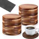 26 Pcs Round Unfinished Wood Coasters, 4 Inch Round Acacia Wooden Coasters for Crafts Blank Wooden Coaster with Non-Slip Foam Dots for DIY, Home Decoration, Wood Engraving