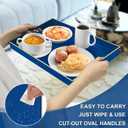 MAONAME Navy Blue Serving Tray with Handles, Modern Decorative Trays for Coffee Table, Plastic Rectangular Trays for Ottoman, Bathroom, Decor, 15.8 x 10.2 x 1.4"