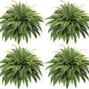 CQURE Artificial Boston Ferns for Outdoors, 50 Inch Large Fake Fern Plant with 96 Fronds, Set of 4 Realistic Artificial Fern Bushes for Indoor Outdoor Garden, Porch, Patio Decor