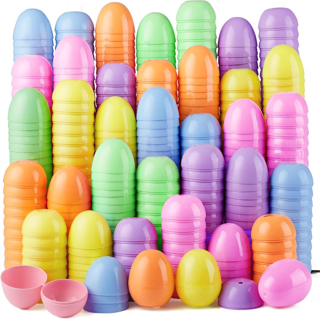 JOYIN 50PCS Pastel Easter Eggs, 2.3" Empty Plastic Eggs, Colorful Plastic Eggshell Bulks for Easter Hunt, Filling Treats, Party Favor, Easter Basket Stuffers, Classroom Prize Supplies