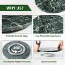 Marble Lazy Susan, 16 in Turntable Organizer for Cabinet Pantry Kitchen Countertop Fridge Bathroom Makeup Vanity Countertop, Detachable Organizer (Indian Green)