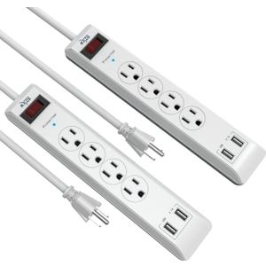 4-Outlet Surge Protector Power Strip (2 Pack)