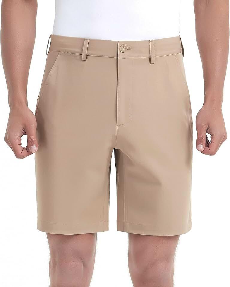 Lesmart Mens Golf Shorts Stretch Elastic Waist Bermuda Quick Dry Relaxed Fit Shorts with Pockets