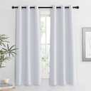 RYB HOME Room Darkening Curtains for Living Room, Energy Smart Privcay Window Curtains Drapes Durable Rustproof Grommet Panels for Bedroom, 36X40inch, Greyish White, Set of 2