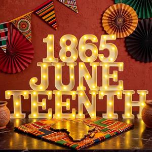 14 Pcs Juneteenth Decorations LED Letter Light Signs Cultural Theme Event Signs 1865 Sign Light for African American Heritage Black History Month Celebrations Home Party Table Decor (White)