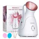 Facial Steamer, Amconsure Nano Ionic Face Steamer for Home, 100ML Warm Mist Humidifier for Women Moisturizing, Unclogs Pores-Bonus Stainless Steel Skin Kit and 2 Face Scrubbers (Rose Gold)