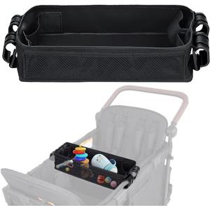 Stroller Snack Tray Compatible with Wonderfold Wagon - Upgraded with Extra Thick Base, Waterproof Faux Leather Sides & Side Mesh Pockets for Added Durability (W2 Series Thickened)