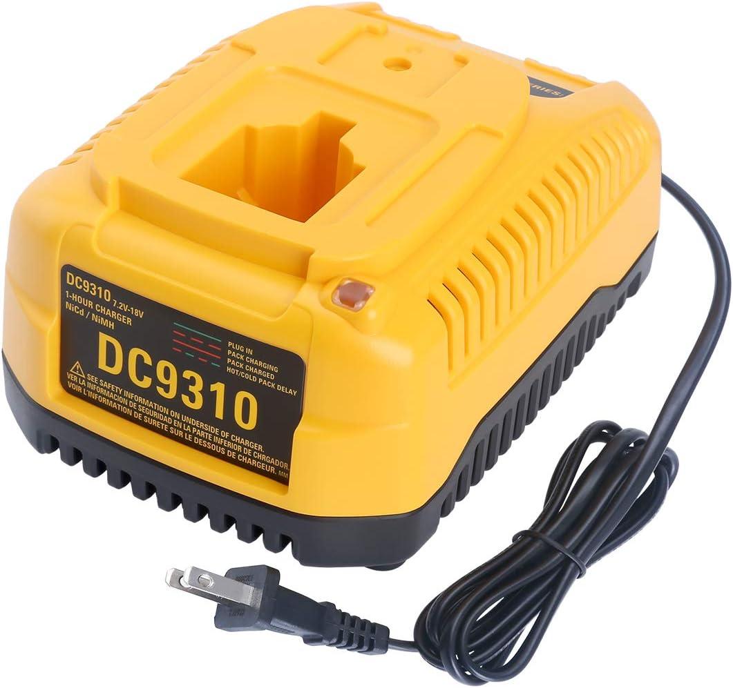 Biswaye DC9310 Charger Compatible with De-Walt 18V XRP NiCad NiMh DC9096 DC9098 DC9099 DW9099 DW9072 DW9057 DW9091 DW9094 DC9071 DW9062 DC9091 Power Tool Battery Charger