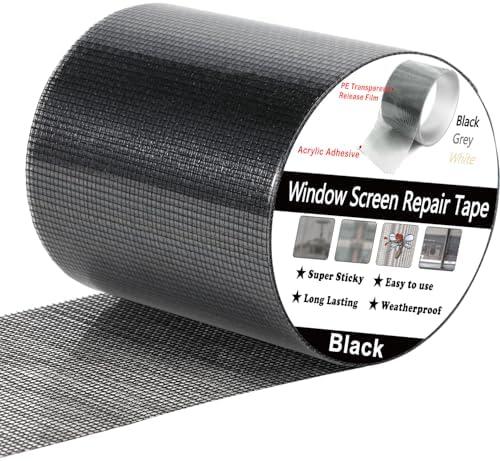 Wohohoho Window Screen Repair Tape, 4 in X 40 FT (480IN) Black Screen Patch Repair Kit, 3-Layer Strong Adhesive Invisible Screen Tape Mesh Repair for Windows, Doors Garage Mosquito Net Magnetic Screen