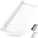 HANZENMA Roll Up Dish Drying Rack Over The Sink Kitchen Roll Up Sink Drying Rack Multipurpose Foldable Sink Drying Mat, Heat-Resistant, Anti-Slip & Anti-Rust Dish Rack for Kitchen, 20.5" x 13", White, Rectangle: 20.5" x 13"