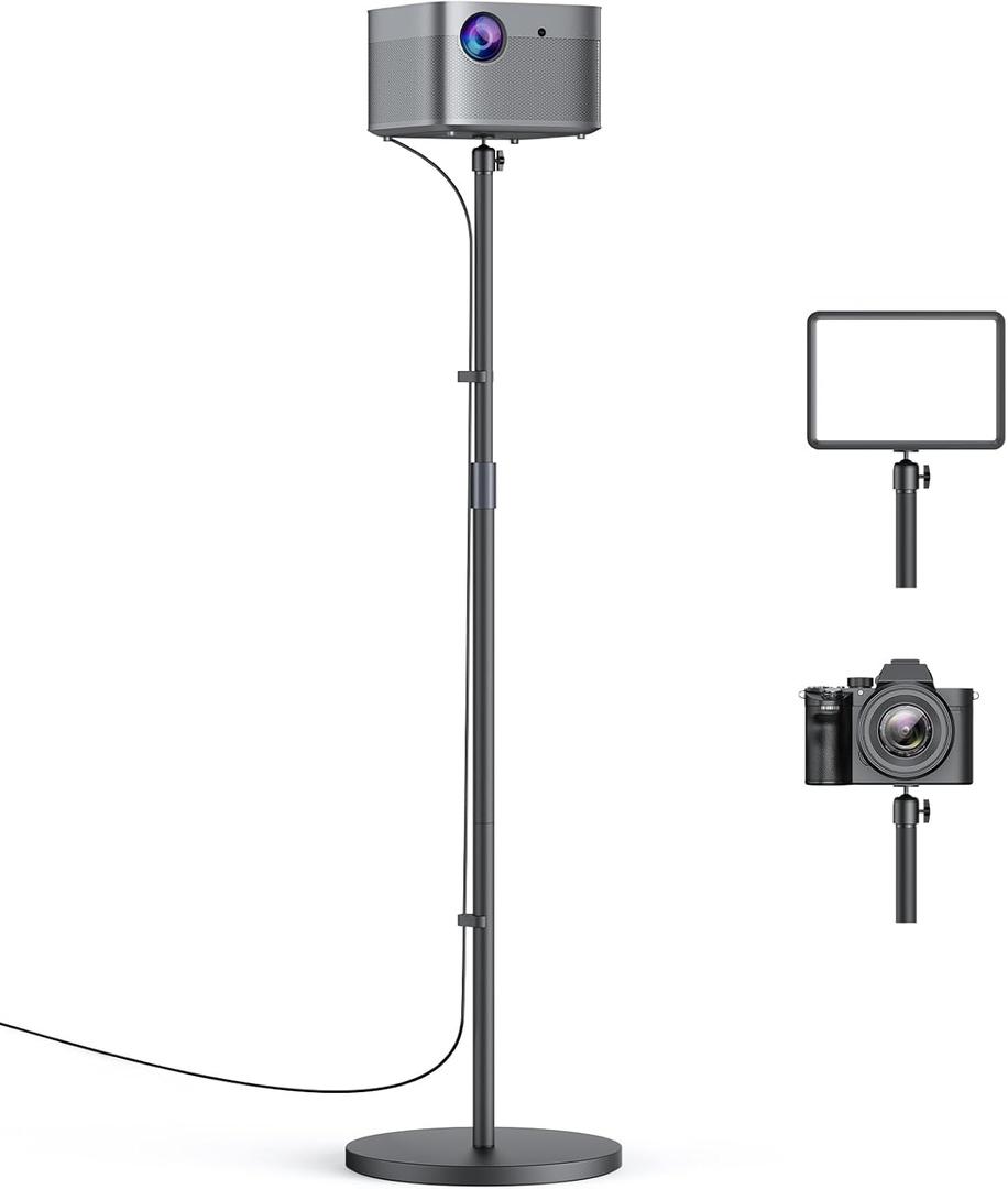Projector Mount Stand Compatible with Nebula/XGIMI/TMY/HAPPRUN and More, Metal Base and Height Adjustable with 1/4'' Screw, Ideal for Home/Outdoor Projection/Camera Shooting/Web Meeting, 20''~50.8''