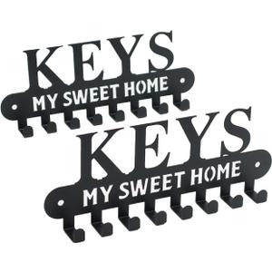 YAYANGATMG 2 Pack Key Holder Wall Mount for Wall with Install Screw, 8 Hooks Ready to Hang, Key Hanger Decor for Kitchen, Entryway, Hallway, Bedroom, Doorway