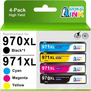 970XL 971XL Ink Cartridges High Yield 4 Pack Replacement for HP 970XL 971XL 970 971 Compatible with Officejet Pro X476dw X576dw X451dw X551dw X451dn X476dn Printer (Black, Cyan, Magenta, Yellow)