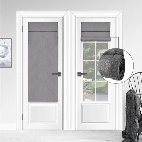 WDFour Blackout French Door Curtains, Triple Layers 100% Light Blocking & UV Protect, Noiseless Adjustable Roller Shade, No Drill Window Blinds for Office, Ward, Home (26" Wx70 L,Dark Gray,Pack of 1)