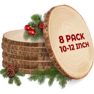 8 Pack 10-12 Inch Large Wood Slices for Centerpieces, Wood Rounds for Tables Decor, Wood Centerpieces for Tables, Rustic Wood Circles for DIY Crafts and Wedding Decor