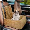 Dog Car Seat Pet Booster Seat Pet Travel Safety Car Seat,The Dog seat Made of Materials is Safe and Comfortable, and can be Disassembled for Easy Cleaning (Brown)  53L x 53W x 18H Centimeters