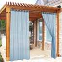 RYB HOME Sheer Curtains Waterproof - Detachable Tab Top Semi Transparent Patio Curtain with 1 Free Rope, Privacy Thermal Drapes, Easy Hanging for Outdoor Living Space, 54" Wide, 96" Long, Navy Blue