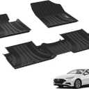 3W Floor Mats Fit Hyundai Sonata 2020-2024/Kia K5 2021-2024(Only for FWD Models), All Weather TPE Custom Fit Floor Liner for 1st and 2nd Rows Full Set Car Liners Black