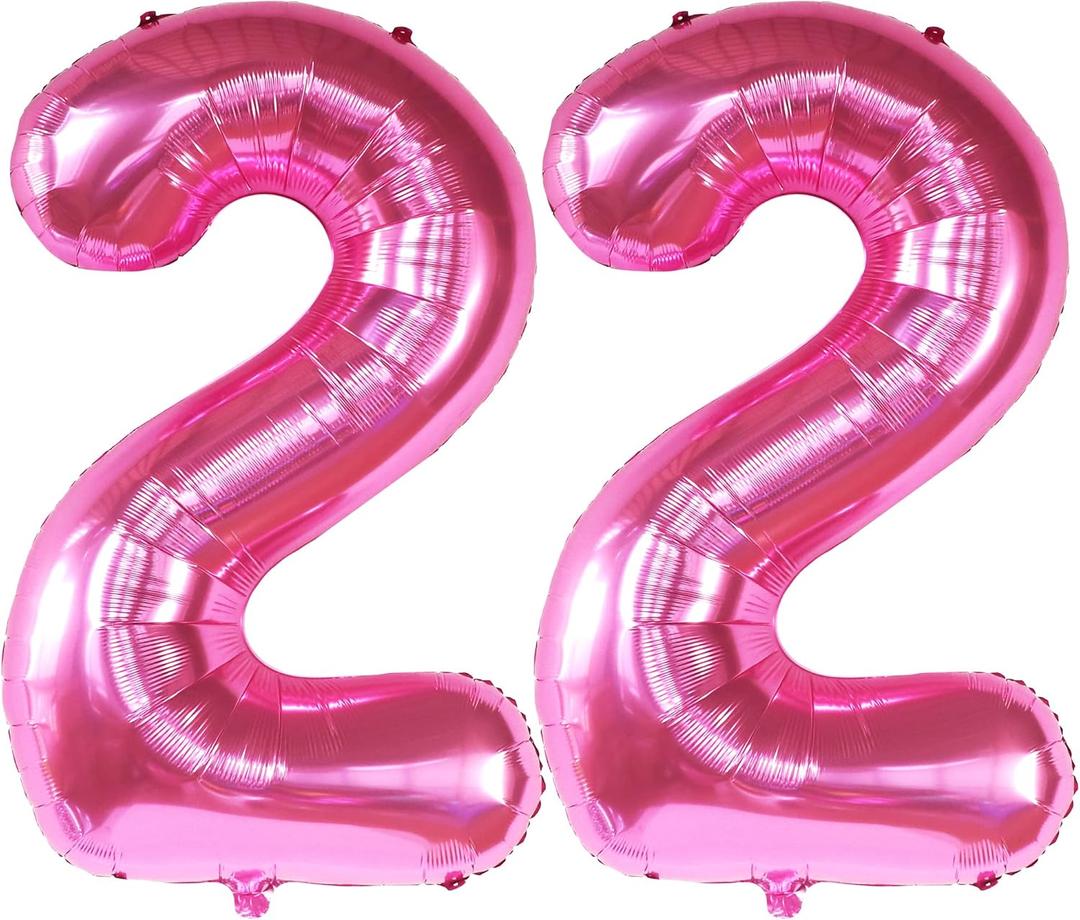 KatchOn, 22 Balloon Number Hot Pink - 40 Inch | 22 Number Balloons | Pink 22 Balloons for 22 Birthday Decorations for women | 22 Balloons for Happy Anniversary Decorations