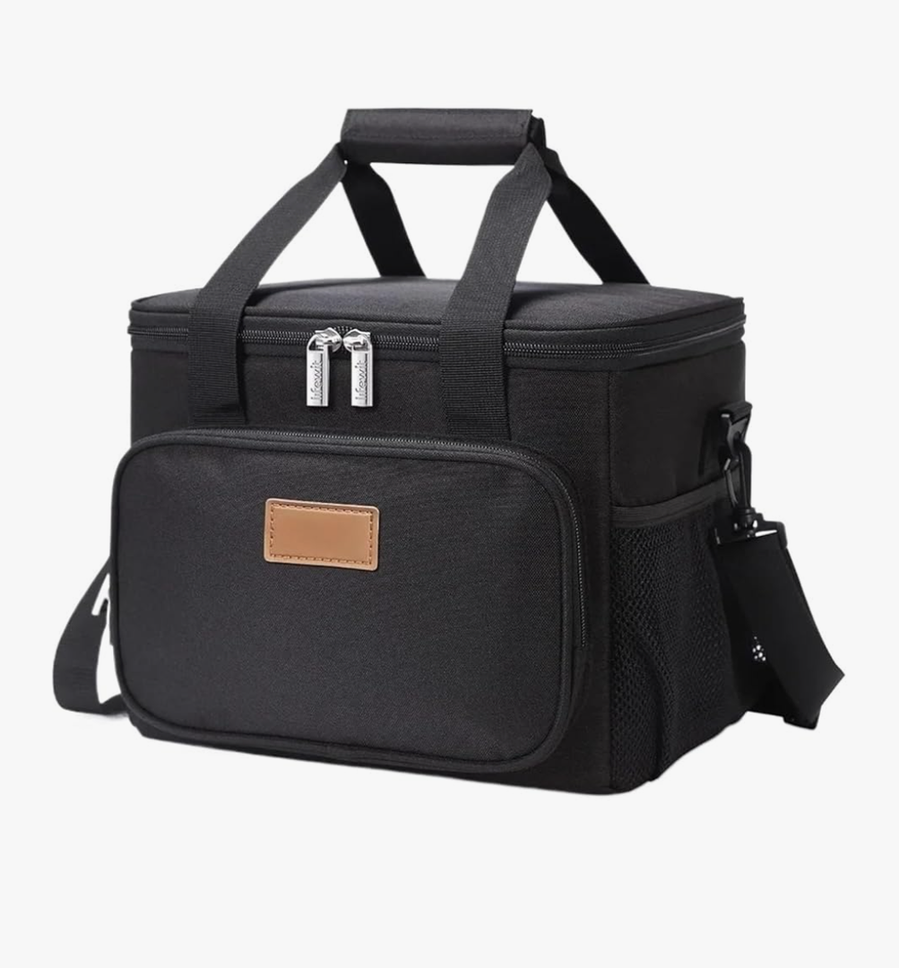 Lifewit Large Lunch Bag Insulated Lunch Box Soft Cooler Cooling Tote for Adult Men Women, Black 24-Can (15L)