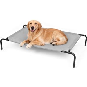 Elevated Dog Bed for Large Dogs,Raised Dog Cots,Indoor & Outdoor Cooling Waterproof Pet Hammock with Washable Breathable Mesh,Grey 50in (XL- 50.8"x 31"x 8")