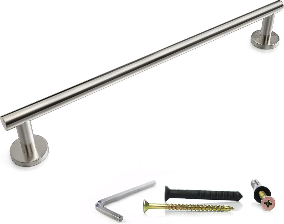 Brushed Nickel Towel Bar 24 Inch  Heavy Duty Stainless Steel SUS304 Towel Holder Rack for Bathroom, Kitchen, Bedroom Wall Mounted - Single Layer Shower Towel Hanger Rod