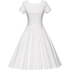 GownTown Women's 1950s Vintage Dresses Cap Sleeves Cocktail Stretchy Dresses with Pocket Ivory Size Small