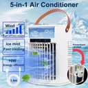 Portable Air Conditioner, Air Cooler, 1000ml Cold Fan Air Conditioner, 5 Air Speeds and 7 LED Lights, 2 Ice Packs, 3 Cold Mist and 2/4/6 Timer, USB Cold Fan for Home, Office and Outdoors.