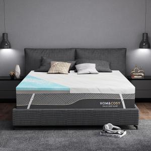 3 Inch Full Size Firm Mattress Topper with Ice Silk Cover, Premium Cooling Gel+Bamboo High Density Memory Foam Mattress Topper, CertiPUR-US Firm Bed Topper for Pain Relief, 74"x54"
