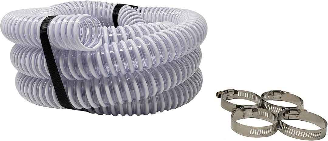 Sealproof 1.25" (32mm) Pool Filter Pump Connection Hose for 1-1/4 Inch Above Ground Pools and Intex Systems, 12 FT Premium Quality PVC Made in USA | Cut to Desired Length, Includes 4 Hose Clamps
